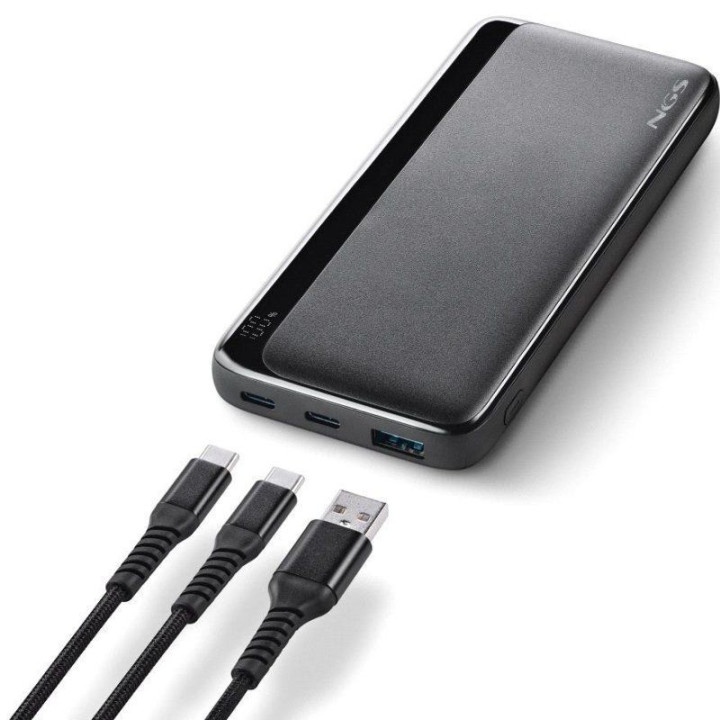 Powerbank Ngs QUIZ20 10000MAH 22.5W USB-A/usb-C LED Black |