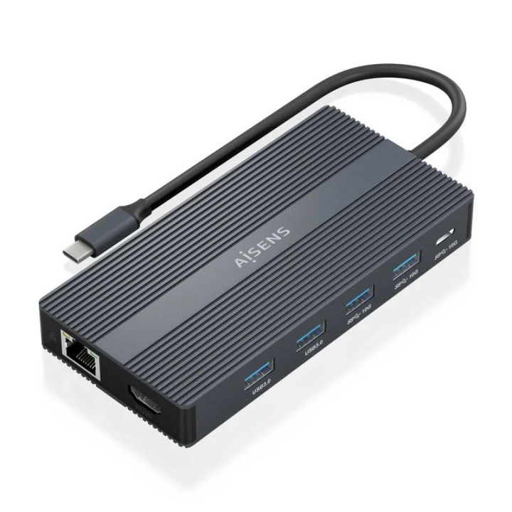 Docking USB-C Aisens 2XHDMI 4K/4XUSB/USB-C/RJ45/DPMICROSD/USB-C