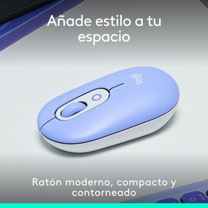 Raton Logitech Pop Mouse Wireless Bluetooth Purple | InfoChen