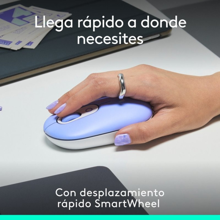 Raton Logitech Pop Mouse Wireless Bluetooth Purple | InfoChen