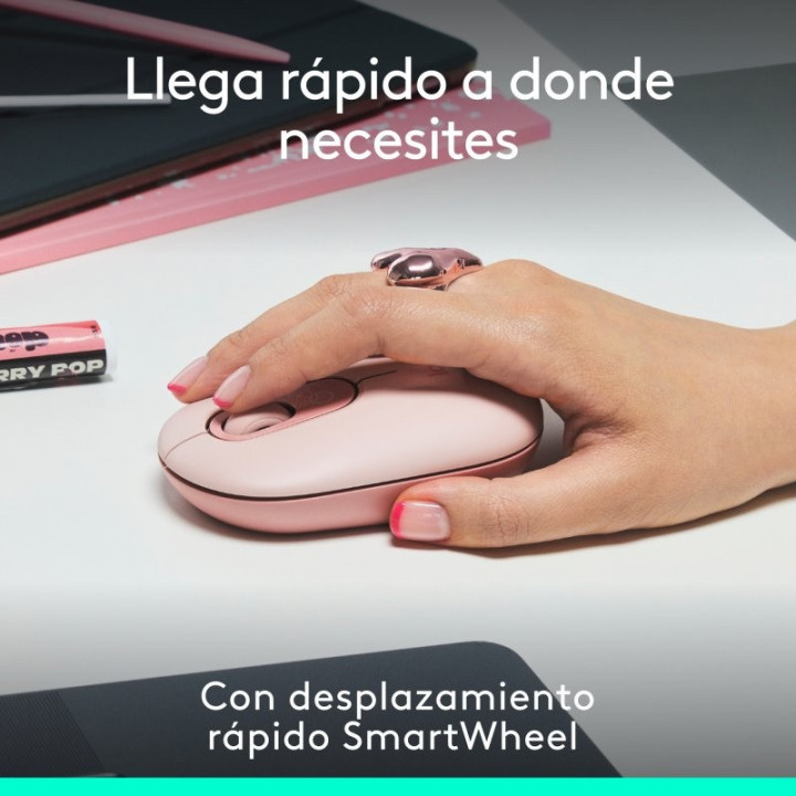 Raton Logitech Pop Mouse Wireless Bluetooth Rose | InfoChen