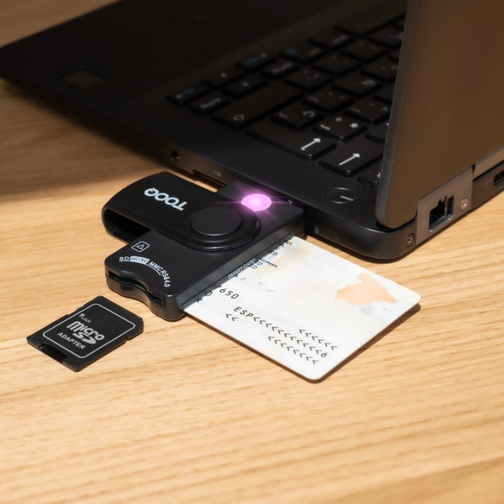 Lector De Tarjetas Dnie Tooq TQR-3012B Dni Sim Sd Sf USB-A Black
