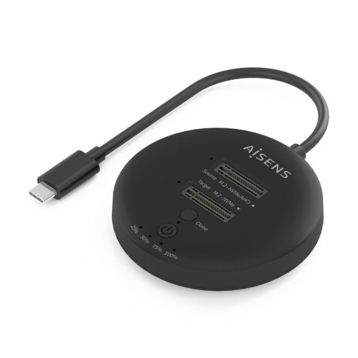 Dock Station Clone Aisens X2 M2 NVME USB-C 3.2 Black | InfoChen