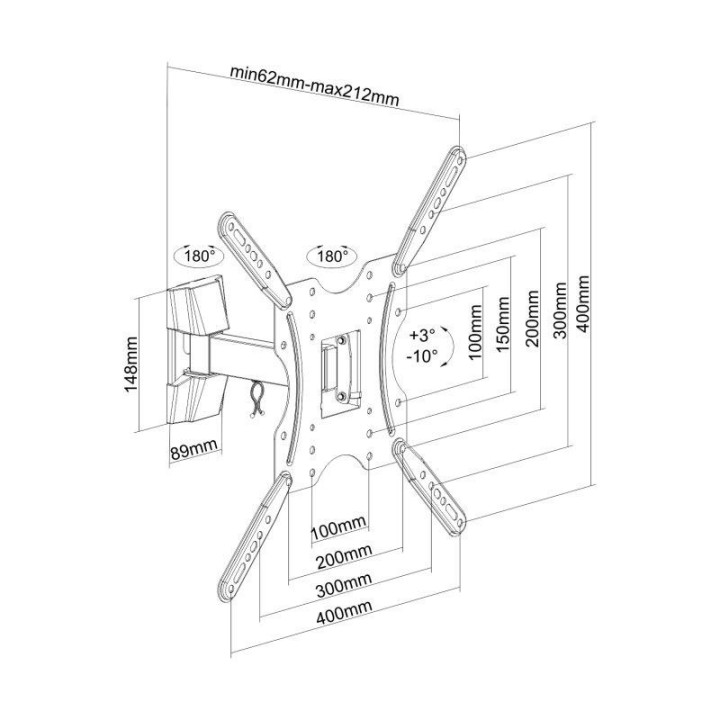 Soporte Pared TV Monitor Aisens Inclinable Giratorio 32-55 30KG