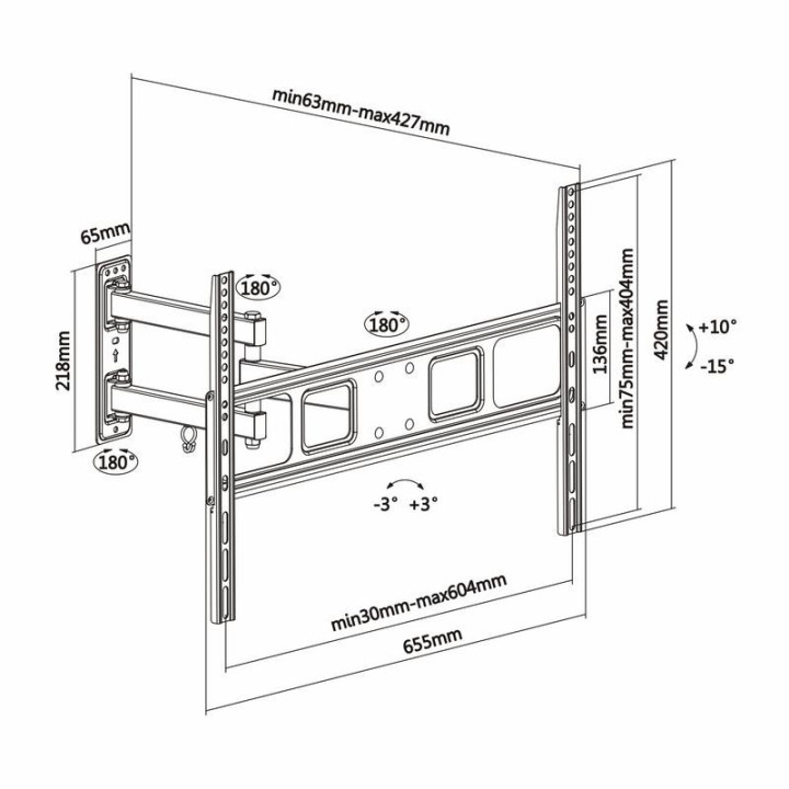 Soporte Pared TV Monitor Aisens 37-70 35KG Black | InfoChen
