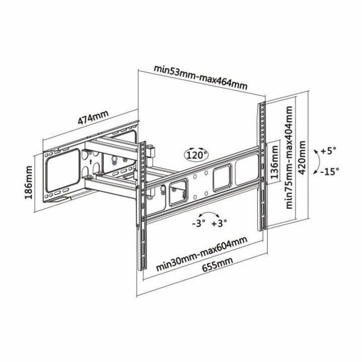 Soporte Pared TV Monitor Aisens 37-70 40KG Inclinable/giratorio |