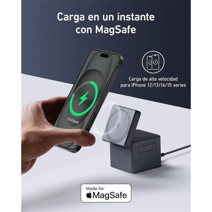 Cargador Anker Cubo 3 En 1 Magsafe Auriculares+smartphone+reloj