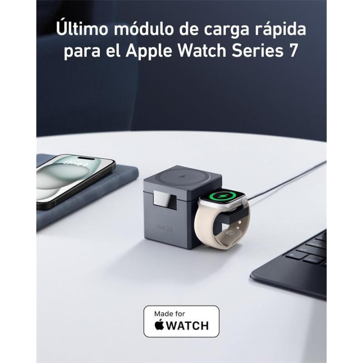 Cargador Anker Cubo 3 En 1 Magsafe Auriculares+smartphone+reloj