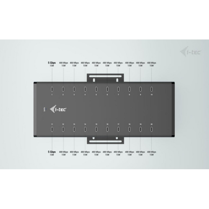 Hub USB-C/usb-A I-Tec 20 Puertos USB-C 15W Black | InfoChen
