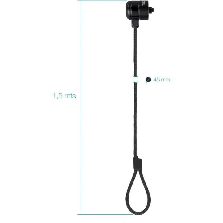 Cable Seguridad Tooq Portátil Con Llave 1.5M Black | InfoChen