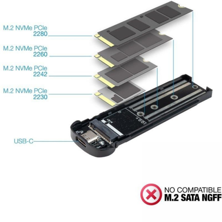 Caja Externa Tooq Aluminio SSD M.2 NVME USB 3.1 Blue | InfoChen