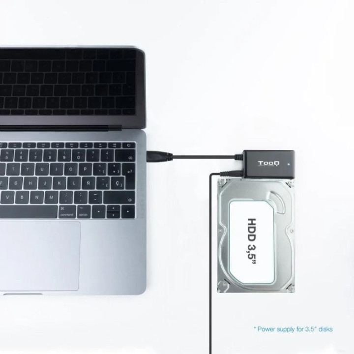 Adaptador USB 3.0 USB-A Tooq Disco Duro Sata 2.5/3.5 Alimentador