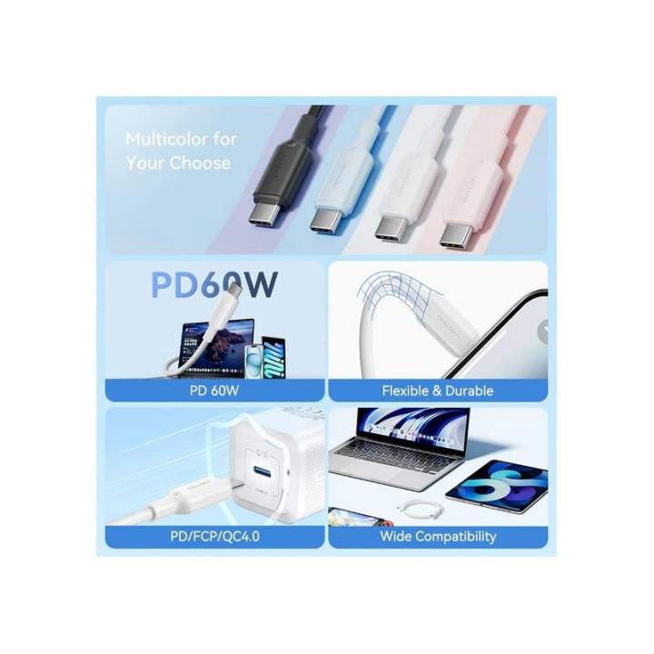 Cable USB-C 2.0 Vention Tipo USB-C/m - USB-C/m 3A 2M Blue |
