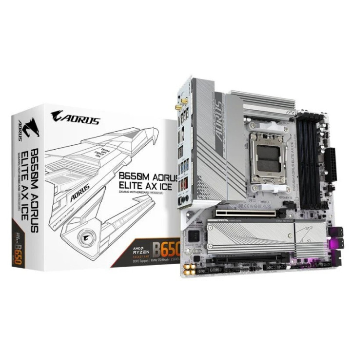 Placa Base Gigabyte GA-B650M-AORUS Elite Ax Ice AM5 Matx 4XDDR5
