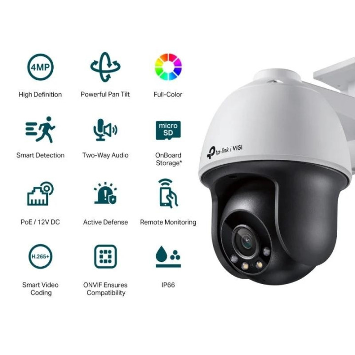 Cámara IP Tp-Link Vigi Pt Exterior 4MP 4MM Ir 30M POE | InfoChen