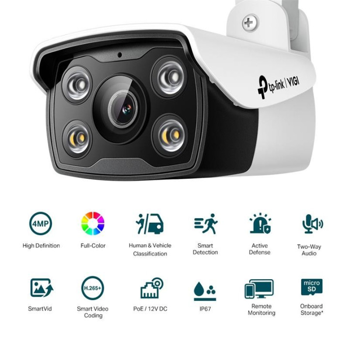 Cámara IP Tp-Link Vigi Bullet Exterior Microsd 4MP 4MM Ir 30M