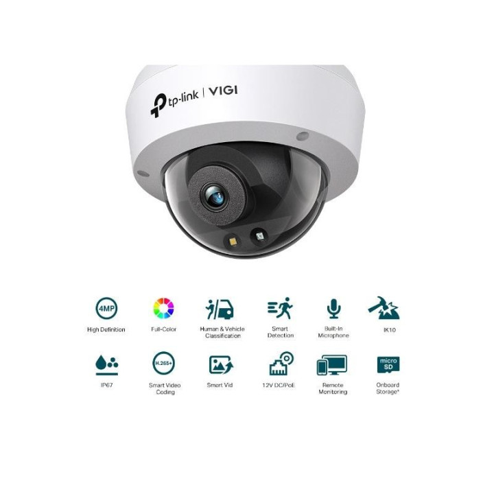Cámara IP Tp-Link Vigi Dome Exterior/interior 4MP 4MM Ir 30M IP67