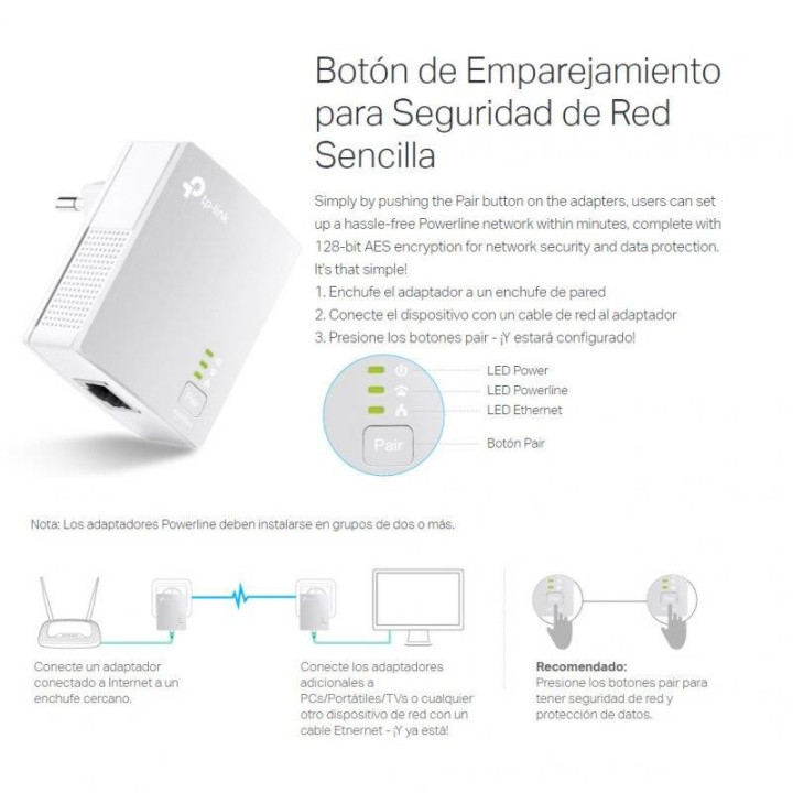 Powerline Tp-Link TL-PA4010KIT Ethernet 2UDS 500M | InfoChen