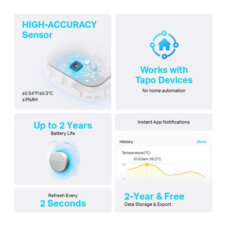 Sensor Tp-Link Tapo T310 Temperatura/humedad Wireless | InfoChen