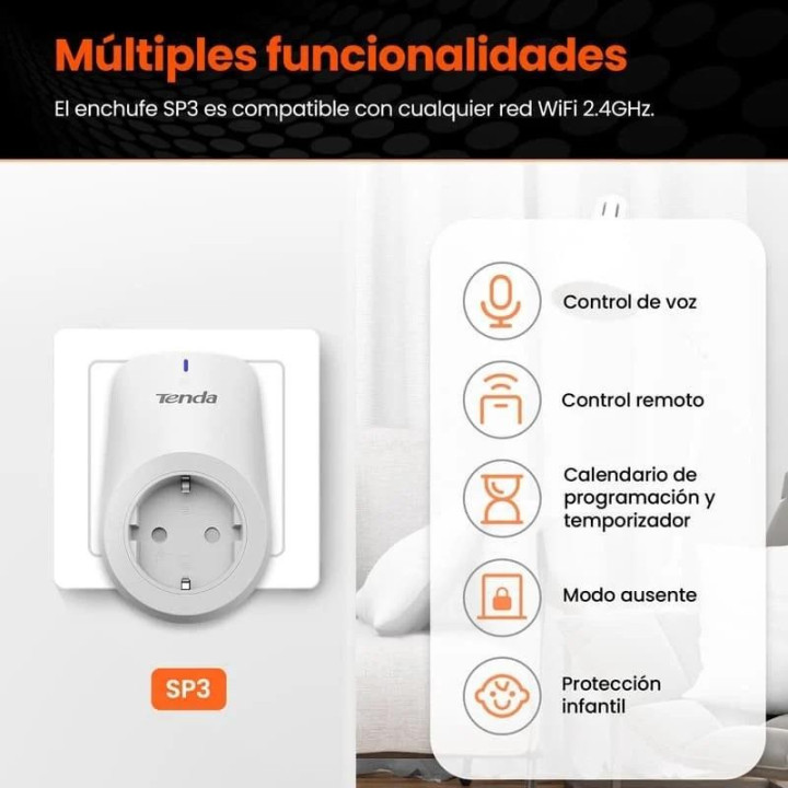 Enchufe Inteligente Tenda SP3 WIFI 2.4GHZ (( Pack 4 Unidades )) |