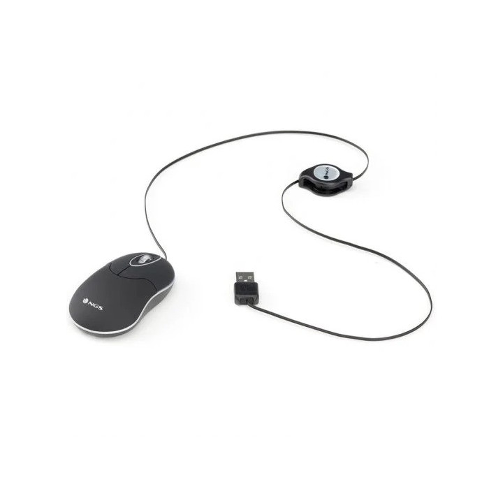 Raton Ngs Sinblack USB Optico Retractil Black | InfoChen Canarias