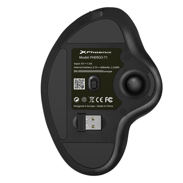 Raton Phoenix Ergonomico Trackball Wireless Black | InfoChen