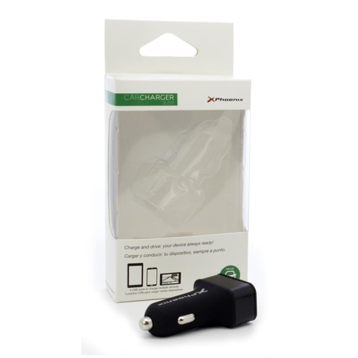CARGADOR COCHE SMARTPHONE PHOENIX 5V 3x USB 7.2A | InfoChen