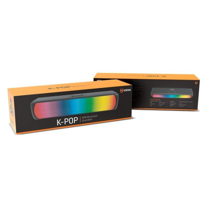 Altavoces Krom K-Pop Soundbar RGB Bluetooth Black | InfoChen