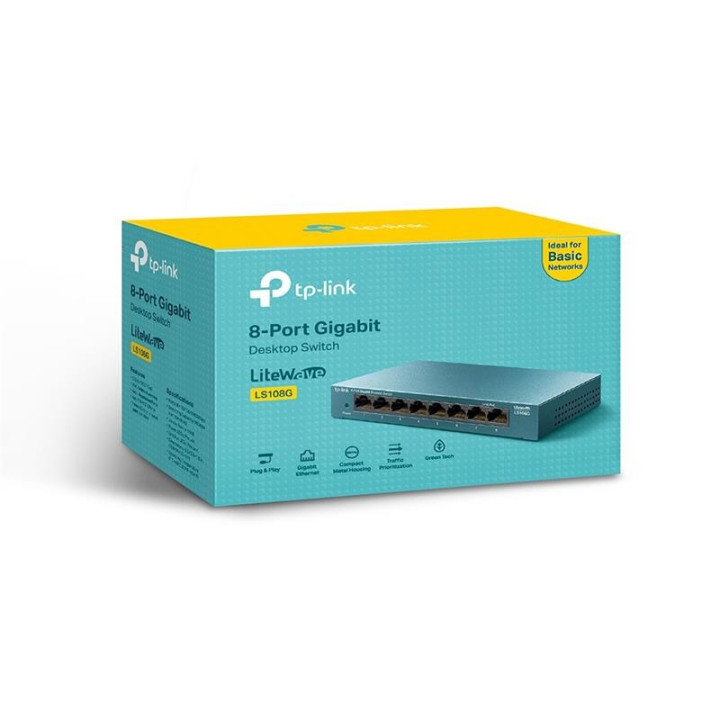 Switch Tp-Link Gigabit 8 Puertos LS108G Metalico | InfoChen