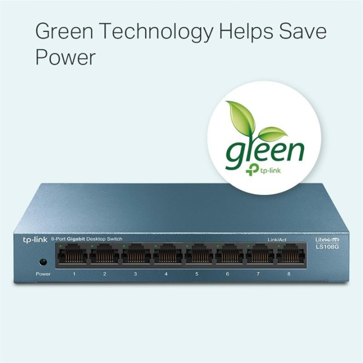 Switch Tp-Link Gigabit 8 Puertos LS108G Metalico | InfoChen