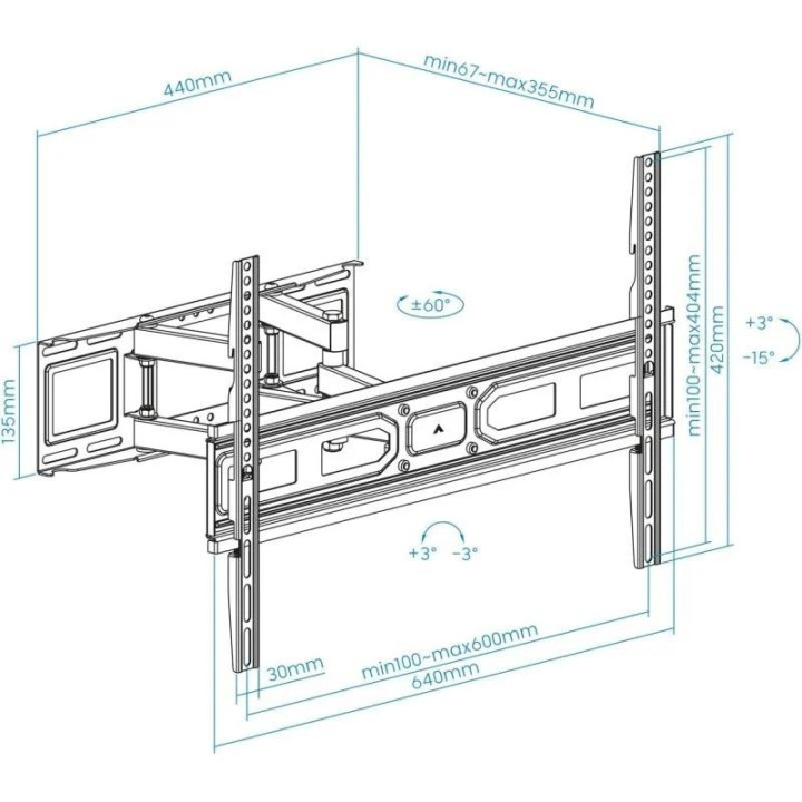 Soporte TV Monitor Tooq 37-80 40KG Inclinable/giratorio Black |