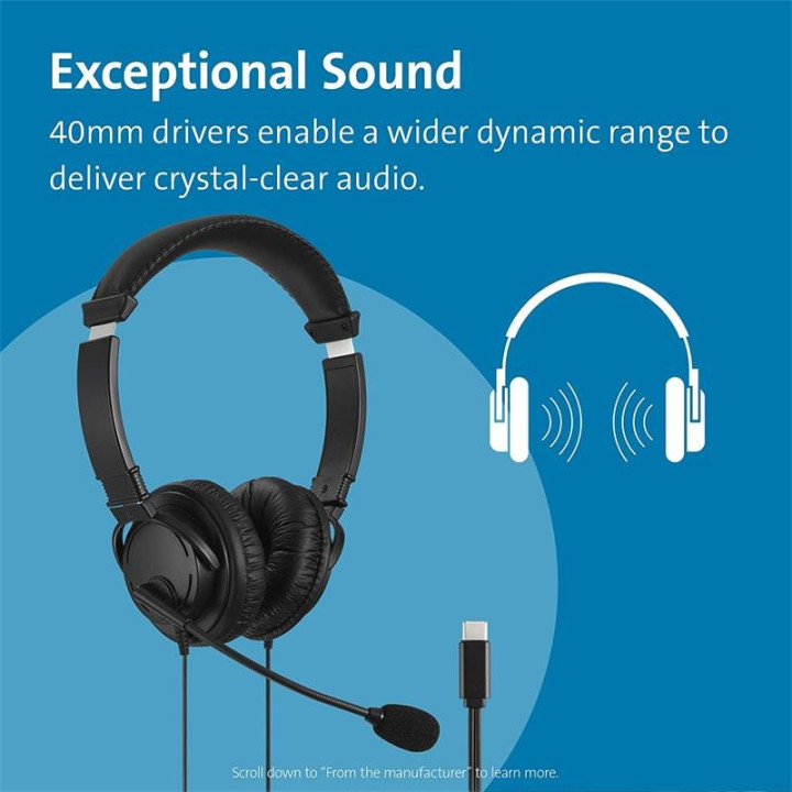 Auriculares + Microfono Kensington K97457WW Hi-Fi USB-C Black |