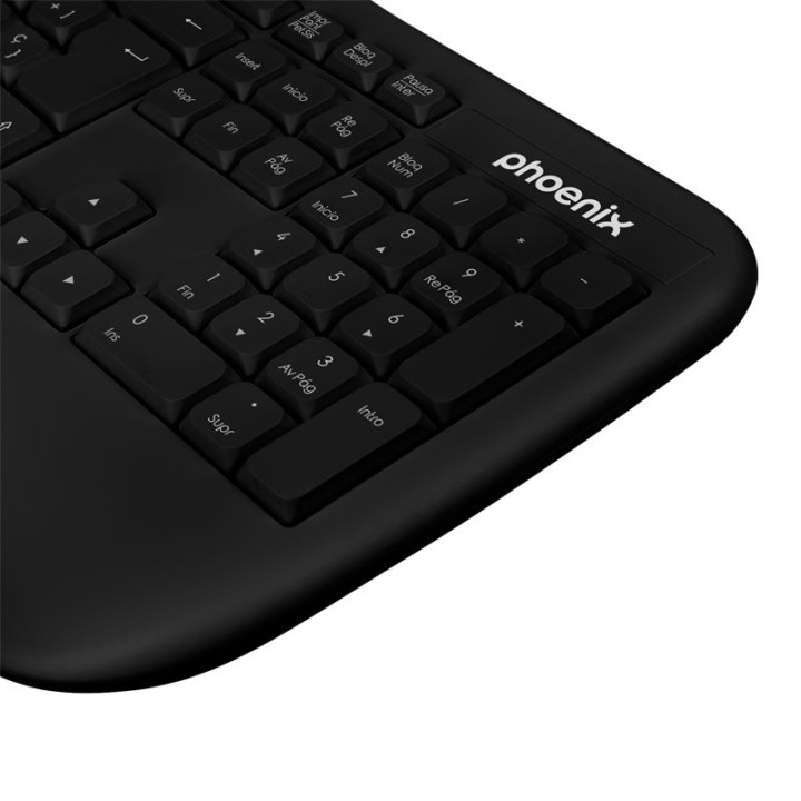 Teclado Phoenix K201 Ergonomico Wireless Black | InfoChen