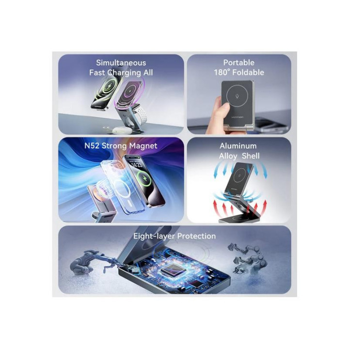 Base Cargador Vention Smartphone/apple Watch/auriculares Wireless