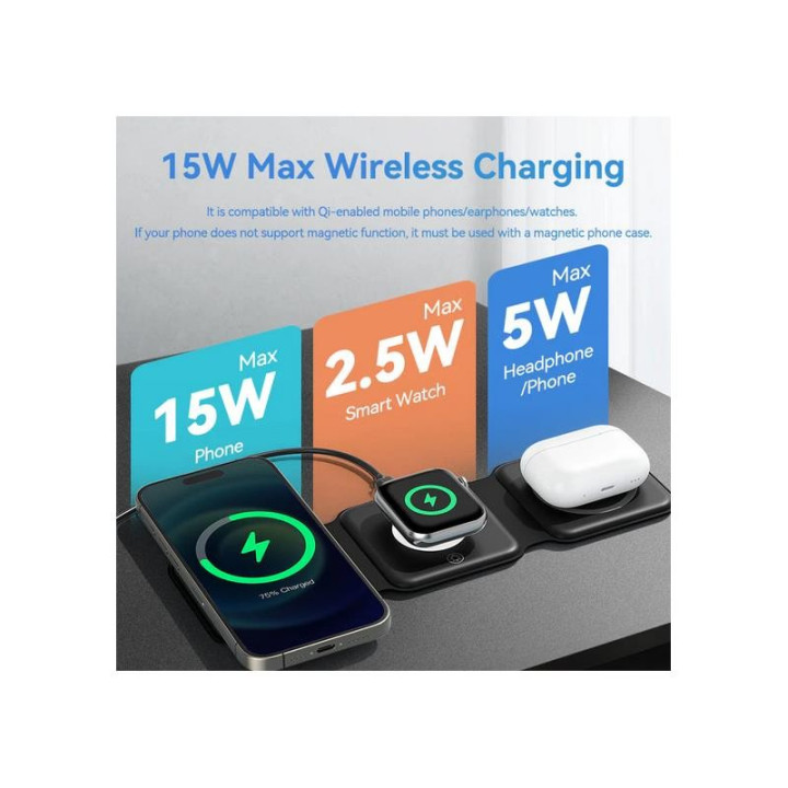 Base Cargador Pad Vention Smartphone/apple Watch/auriculares