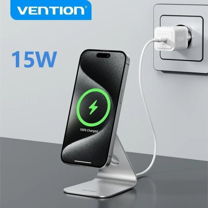 Cargador Vention Sobremesa Smartphone Magsafe 15W Wireless 1M
