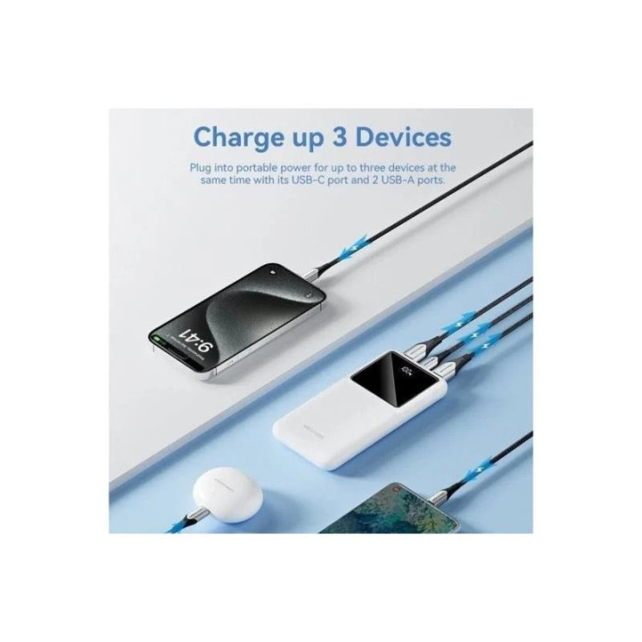 Powerbank Vention 10000MAH 2XUSB-A + USB-C LED Display 22.5W