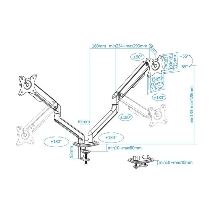 Soporte De Mesa Tv/monitor Tooq 17-32 2 Brazos White | InfoChen
