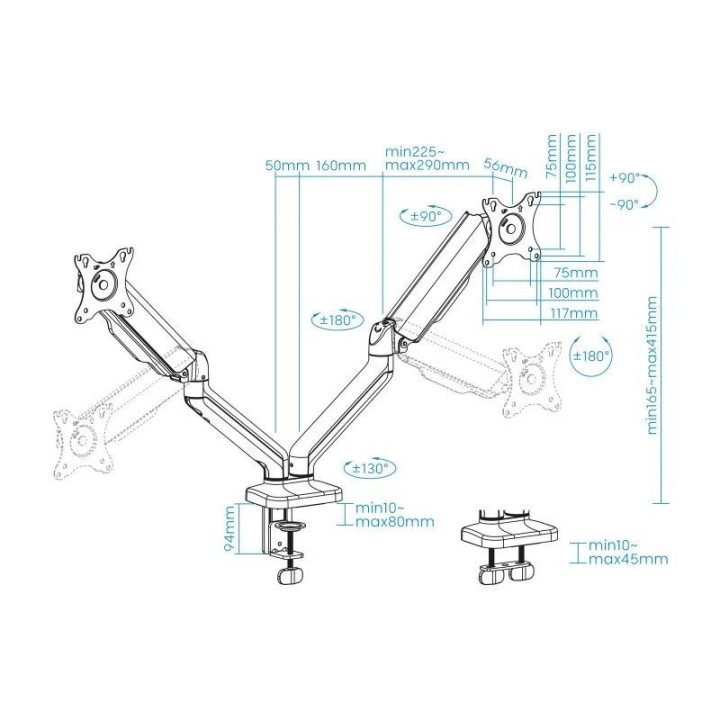 Soporte De Mesa Tv/monitor Tooq DB5132TNR-B 17-32 2 Brazos