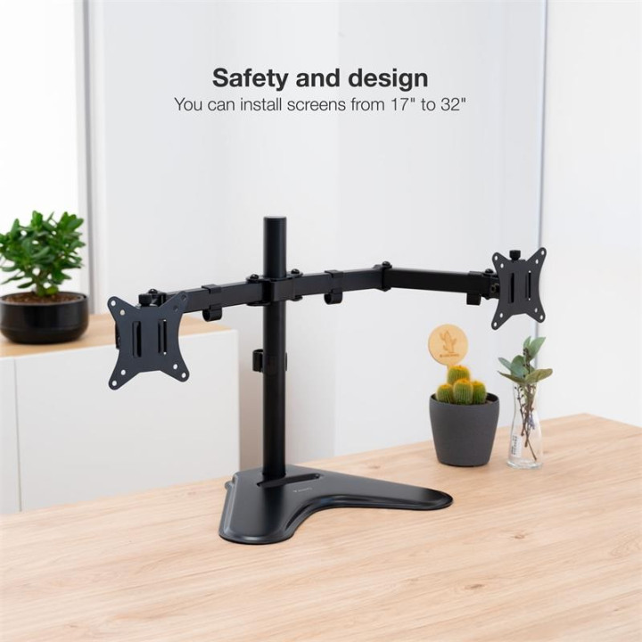 Soporte De Mesa Monitor 2 Tooq Reg.altura Gir. Incl. 9KG Black |