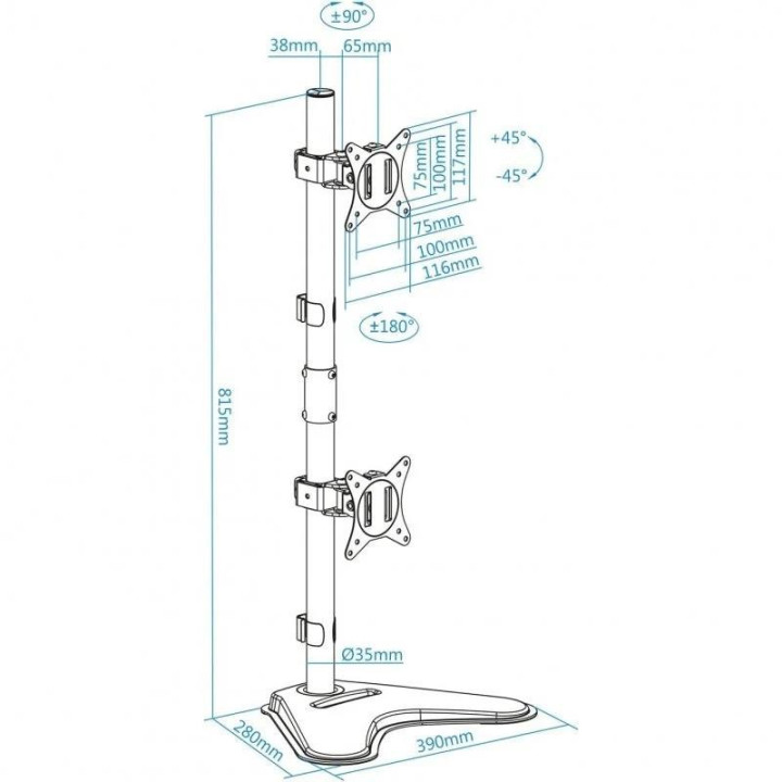 Soporte De Sobremesa Monitor Tooq 17-32 9KG 2 Brazos Vertical