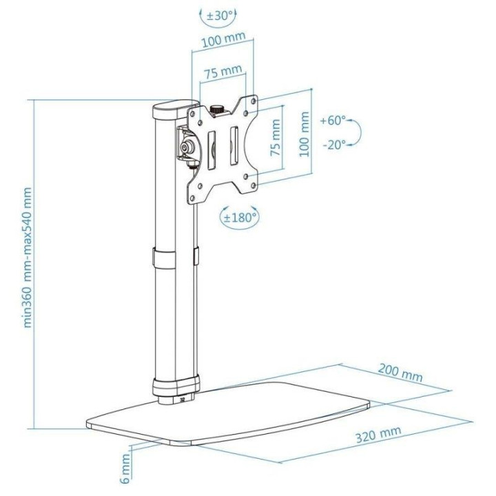 Soporte De Mesa TV Monitor Tooq Reg.altura Gir. Incl. 17-27 White