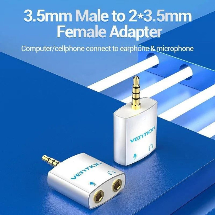 Adaptador Audio Vention Jack 3.5/M - 2X Jack 3.5/H White |