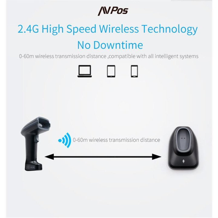 Lector Avpos Codigos 1D + 2D +qr BT230 Wireless 2.4 + Bluetooth +