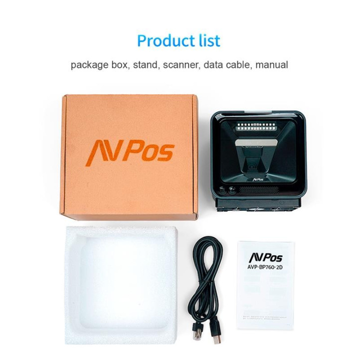 Lector Avpos Codigos 1D +2D + Qr BP760 Omnidireccional Sobremesa