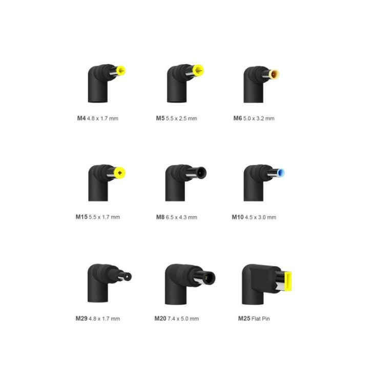 Cargador Portátil Aisens 65W Automatico + 9 Conectores + USB-A |