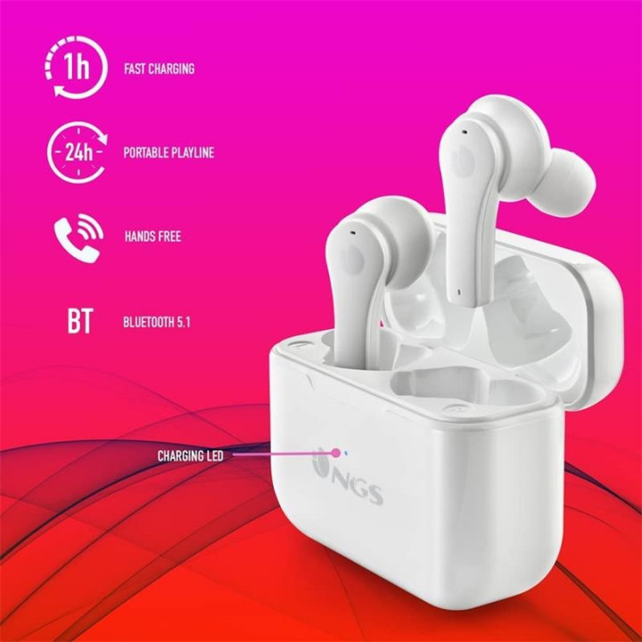 Auriculares Ngs Artica Bloom Earphones Bluetooth Wireless White |