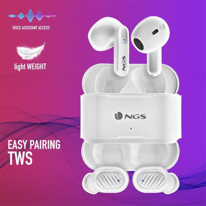 Auriculares Ngs Artica Duo Earphones Bluetooth Wireless White ((
