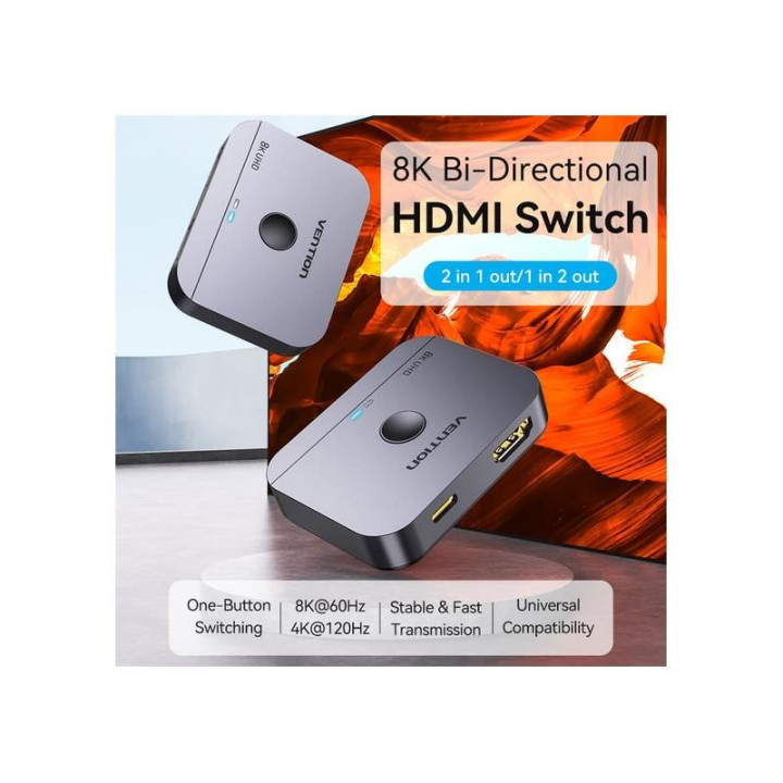 Switch/splitter Vention HDMI 2.1/H - X2HDMI/H USB-C/h