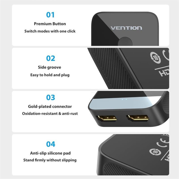 Switch/splitter Vention Hdmi/h - X2 Hdmi/h Bidireccional |
